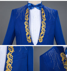 White Wedding Groom Suits Pants Men Slim Fit One Button Sequin Embroidery Tuxedo Suit Men Peak Lapel Stage Costume Traje Hombre