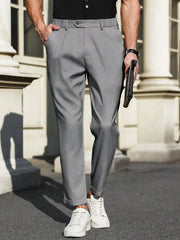 Men's Classic Dress Pants - Formal Solid Color, Slightly Stretchy for Comfortable Business Wear in Spring and Summer