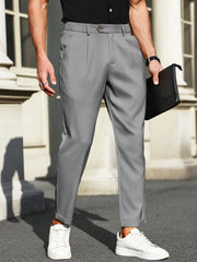 Men's Classic Dress Pants - Formal Solid Color, Slightly Stretchy for Comfortable Business Wear in Spring and Summer