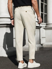 Men's Classic Dress Pants - Formal Solid Color, Slightly Stretchy for Comfortable Business Wear in Spring and Summer