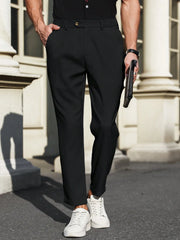 Men's Classic Dress Pants - Formal Solid Color, Slightly Stretchy for Comfortable Business Wear in Spring and Summer