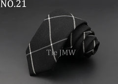 Mens Ties 6cm Classic Cotton Handmade Skinny Grey Plaid Neckties Striped Narrow Collar Slim Cashmere Casual Tie Accessories Gift