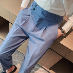 Dress Pants For Men Luxury High Waist Gurkha Pants Men Clothing Simple All Match Slim Fit Casual Men's Formal Trousers