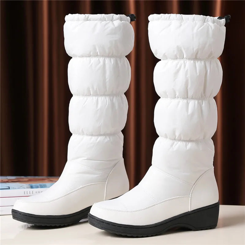MORAZORA 3 Colors Warm Down women's Snow Boots thick fur plush mid calf boots women white black ladies cotton Space boots female
