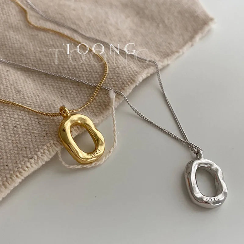 XIYANIKE Minimalist Silver Color Charm Necklace for Women Couples New Fashion Ellipse Geometry Pendant Party Jewelry Gift