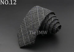 Mens Ties 6cm Classic Cotton Handmade Skinny Grey Plaid Neckties Striped Narrow Collar Slim Cashmere Casual Tie Accessories Gift