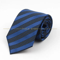 Fashion Striped Necktie 8cm Black Navy Red Pink Polyester Men Office Formal Tie Business Tuxedo Suit Shirt Cravat Gift Accessory