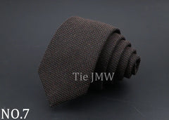 Original High Quality Solid Cotton Handmade Wool Ties Men Necktie Striped Narrow Collar Slim Cashmere Casual Tie Accessories