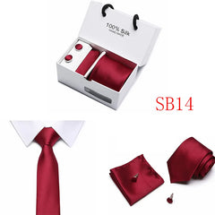 2023 100% Silk Jacquard Necktie White Geometric Tie Hanky Cufflink Set Ties For Men Gravatas Business Wedding Party Wholesale