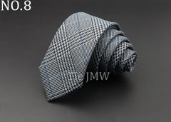 Mens Ties 6cm Classic Cotton Handmade Skinny Grey Plaid Neckties Striped Narrow Collar Slim Cashmere Casual Tie Accessories Gift