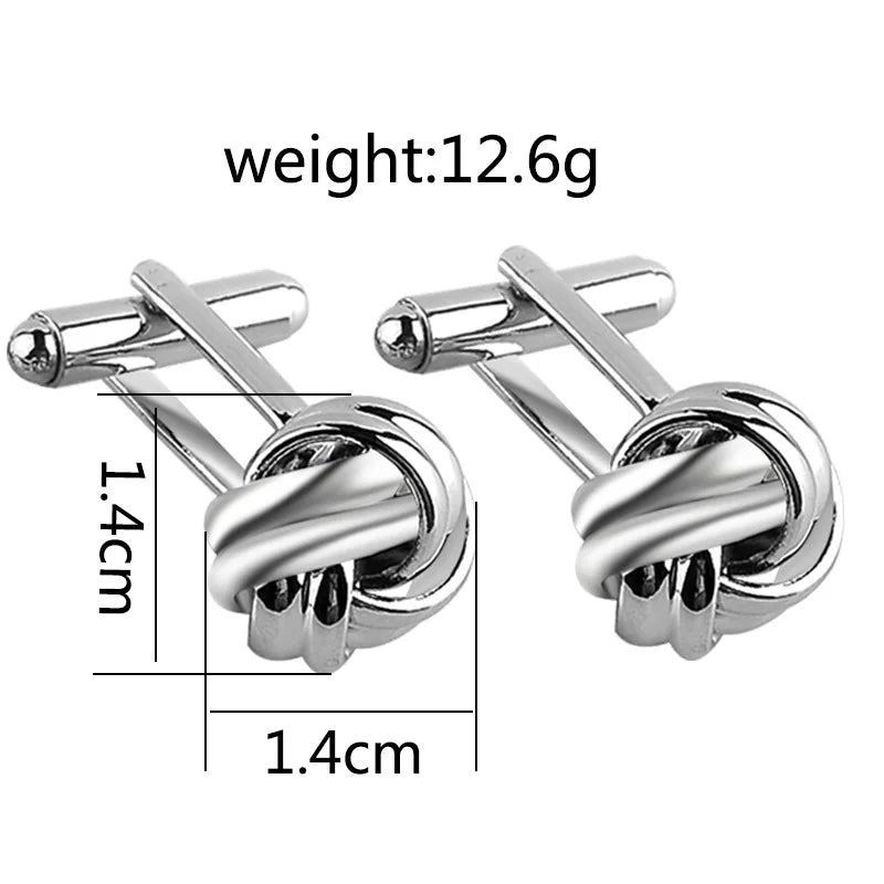 1Pair Quality Mens Stainless Steel Shirt Cufflinks French Round Knot Shirt Cuffs Suit Accessories Wedding Jewelry Gifts