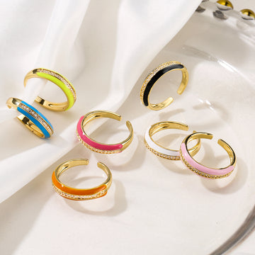 HECHENG,Gold Color Cute Ring For Women ,Multi Color Rainbow Jewelry,Dripping Oil Female Wedding Accessories