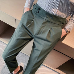 Dress Pants For Men Luxury High Waist Gurkha Pants Men Clothing Simple All Match Slim Fit Casual Men's Formal Trousers