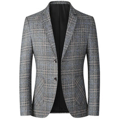 FGKKS New Spring Autumn Blazers Men Slim Fit British Plaid Formal Suit Jacket Party Wedding Business Casual Blazers Male