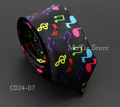 Classic Musical Notes Printed Tie Silky Narrow Neckties Slim Smooth Piano Guitar Necktie Simple Elegant Trendy Unisex Ties Gift