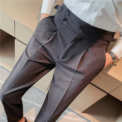 Dress Pants For Men Luxury High Waist Gurkha Pants Men Clothing Simple All Match Slim Fit Casual Men's Formal Trousers