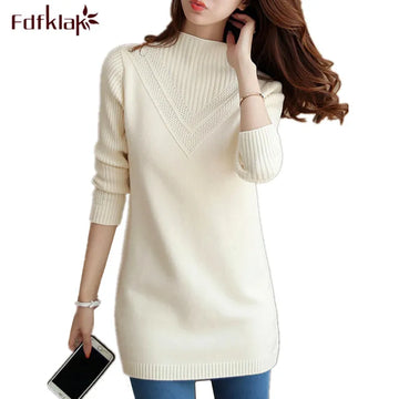 Spring Autumn Winter New Turtleneck Sweater Women's Jumper Medium Long Wool Knit Top Pullover Bottoming Sweaters Pulls Femmes