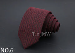 Original High Quality Solid Cotton Handmade Wool Ties Men Necktie Striped Narrow Collar Slim Cashmere Casual Tie Accessories