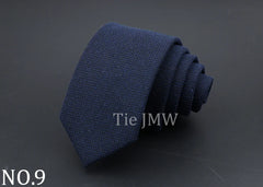 Original High Quality Solid Cotton Handmade Wool Ties Men Necktie Striped Narrow Collar Slim Cashmere Casual Tie Accessories