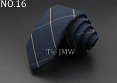 Mens Ties 6cm Classic Cotton Handmade Skinny Grey Plaid Neckties Striped Narrow Collar Slim Cashmere Casual Tie Accessories Gift