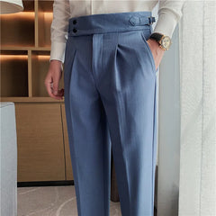 Dress Pants For Men Luxury High Waist Gurkha Pants Men Clothing Simple All Match Slim Fit Casual Men's Formal Trousers