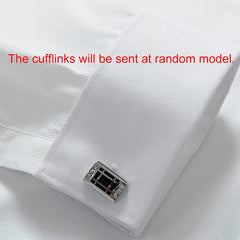 French Cuff Mens Formal Business Dress Shirt Long Sleeve Male Luxury White Party Wedding Tuxedo Shirts with Cufflinks