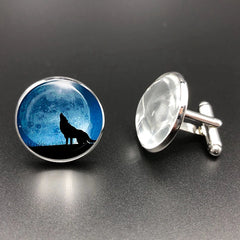 Nymph Nordic Wiccan Murano Glass Wolf Cabochon Grateful Dead Glass Men Cuff Links Business Gifts for Men Cufflinks High Quality