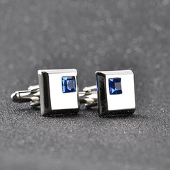 2 Color high quality fashion male French shirt cufflinks Brand cuff buttons square wedding party white/blue crystal cuff links