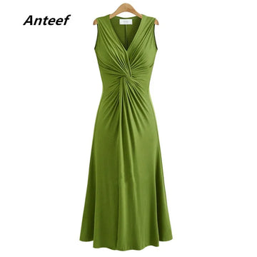 sexy v-neck high waist new in dresses for women casual loose long summer beach party dress elegant clothes 2025