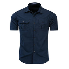 Fredd Marshall New Mens Military Shirt Men Short Sleeve Cargo Shirts 100% Cotton Casual Solid Shirt Male Pocket Work Shirt 55889