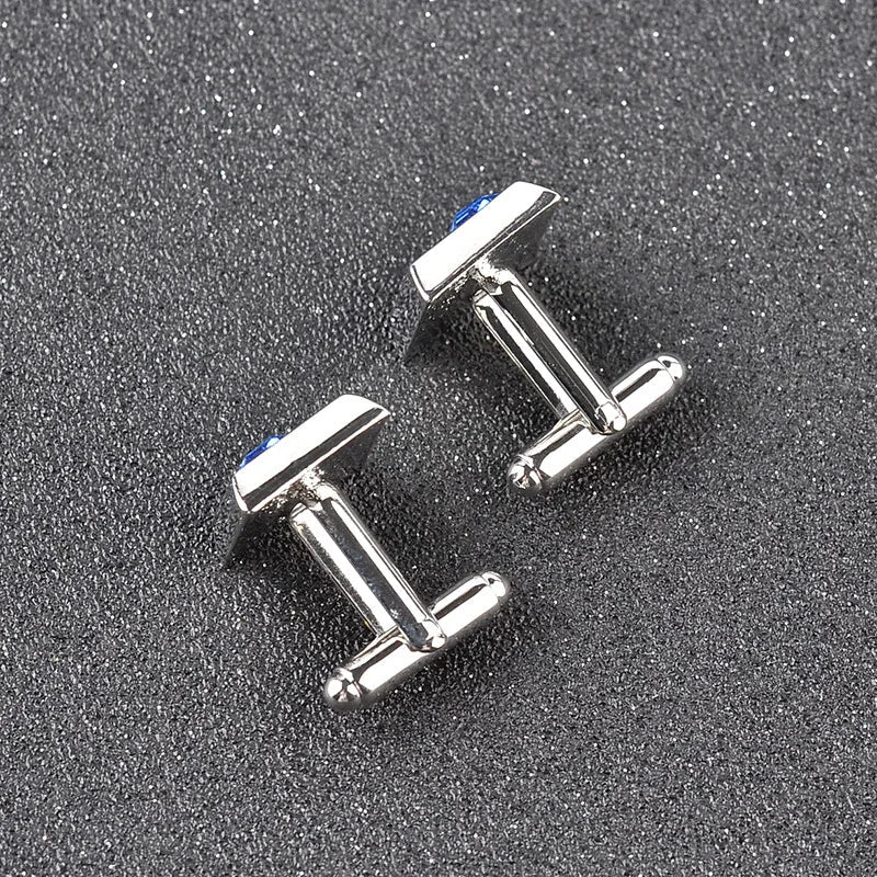 2 Color high quality fashion male French shirt cufflinks Brand cuff buttons square wedding party white/blue crystal cuff links