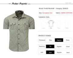 Fredd Marshall New Mens Military Shirt Men Short Sleeve Cargo Shirts 100% Cotton Casual Solid Shirt Male Pocket Work Shirt 55889