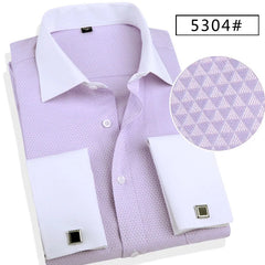 French Cuff Button Men Dress Shirt with Cufflinks Mens Wedding Shirt Tuxedo Male Business Office Clothing