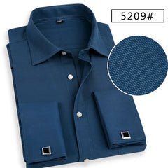 French Cuff Button Men Dress Shirt with Cufflinks Mens Wedding Shirt Tuxedo Male Business Office Clothing