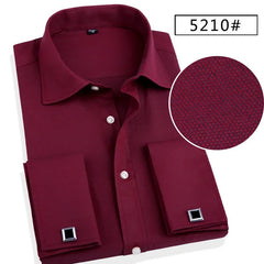 French Cuff Button Men Dress Shirt with Cufflinks Mens Wedding Shirt Tuxedo Male Business Office Clothing