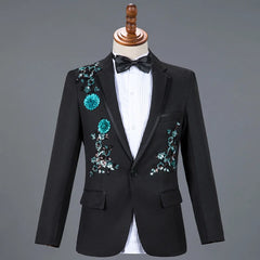 Red Diamond Floral Men Suits for Wedding Mens Suits 3 Piece Blazer+Pant+Bow Tie Fashion Tuxedo Men Suit Set Stage Costume Homme