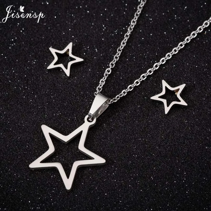 Simple Fashion Star Necklaces & Pendants Vintage Stainless Steel Jewelry Necklace Best New Year Gift for Women Girls Friends