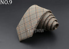 Mens Ties 6cm Classic Cotton Handmade Skinny Grey Plaid Neckties Striped Narrow Collar Slim Cashmere Casual Tie Accessories Gift