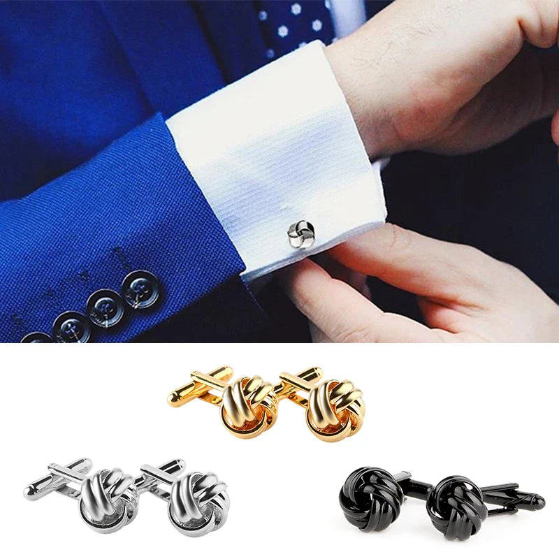 1Pair Quality Mens Stainless Steel Shirt Cufflinks French Round Knot Shirt Cuffs Suit Accessories Wedding Jewelry Gifts