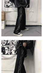 Japanese Y2k Oversize Wide Sweatpants Men Streetwear Print Casual Track Pants Male Sport Straight Trousers