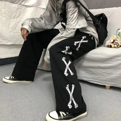 Japanese Y2k Oversize Wide Sweatpants Men Streetwear Print Casual Track Pants Male Sport Straight Trousers