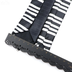 Classic Musical Notes Printed Tie Silky Narrow Neckties Slim Smooth Piano Guitar Necktie Simple Elegant Trendy Unisex Ties Gift