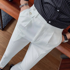 Dress Pants For Men Korean Luxury Clothing Pantalones Hombre Slim Fit Casual High Waist Business Formal Straight Men Trousers 36