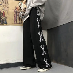 Japanese Y2k Oversize Wide Sweatpants Men Streetwear Print Casual Track Pants Male Sport Straight Trousers