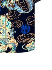 Men's Summer Fashion Dragon Print Short Sleeve Button Down Shirt S-3XL Plus Size Chinese Dragon Style Streetwear Overshirt Tops