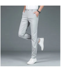 Brand Clothing Luxury Straight Business Suit Pants Men Bamboo Fiber Designer Summer Thin Elegant Casual Long Formal Trouser Male