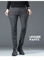 Spring Autumn Korea Business Men Pants Cotton Comfortable Elastic Plaid Casual Fashion Trousers Male Suit Pant