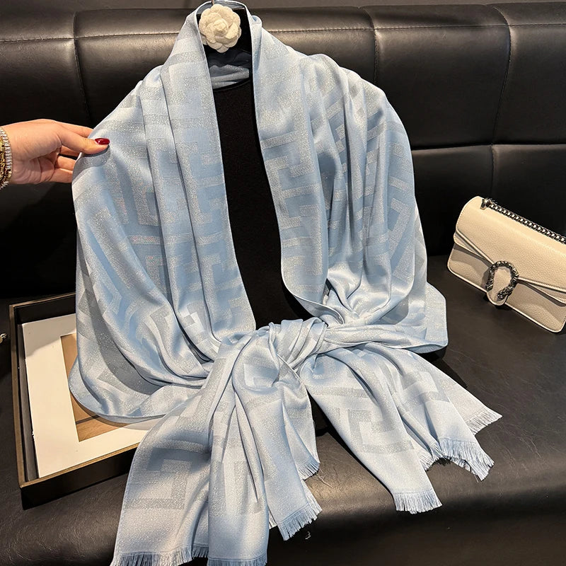 2025 New Design Brand Spring Women Scarf Fashion Geometry Print Hijabs Scarves For Ladies Shawls And Wraps Pashmina Stoles