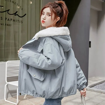 Miuhuh Cotton-padded Winter Jacket Women Thickened Korean Style Loose-fit Student Stylish Versatile Cotton Coat Outerwear Autumn
