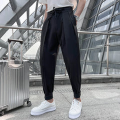 2023 Summer Elastic Waist Drape Suit Pants Men Business Office Casual Pants Male Fashion Loose Social Party Formal Trousers